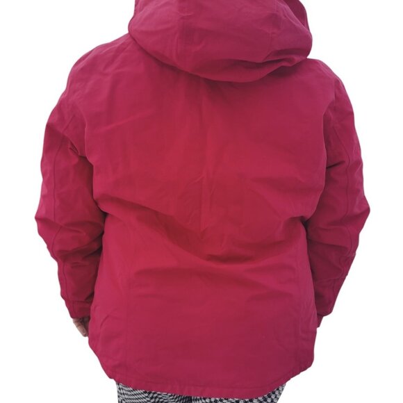LANDS END Jacket Classic Squall Coat Womens L 14/16 Detachable Hood Raspberry - Picture 4 of 11